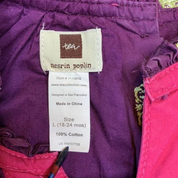 TEA COLLECTION Girls Purple Dress L 18-24 Turkey Purple Nesrin Poplin Toddler - Picture 6 of 6